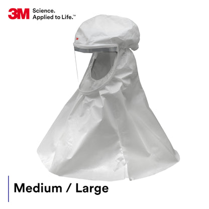 3M Versaflo Economy Hood, S-403L-20, Medium/Large, Pack of 20, Coverage for Dust and Paint Spray, Liquid Splash Protection for Eyes and Face, Lightweight, White