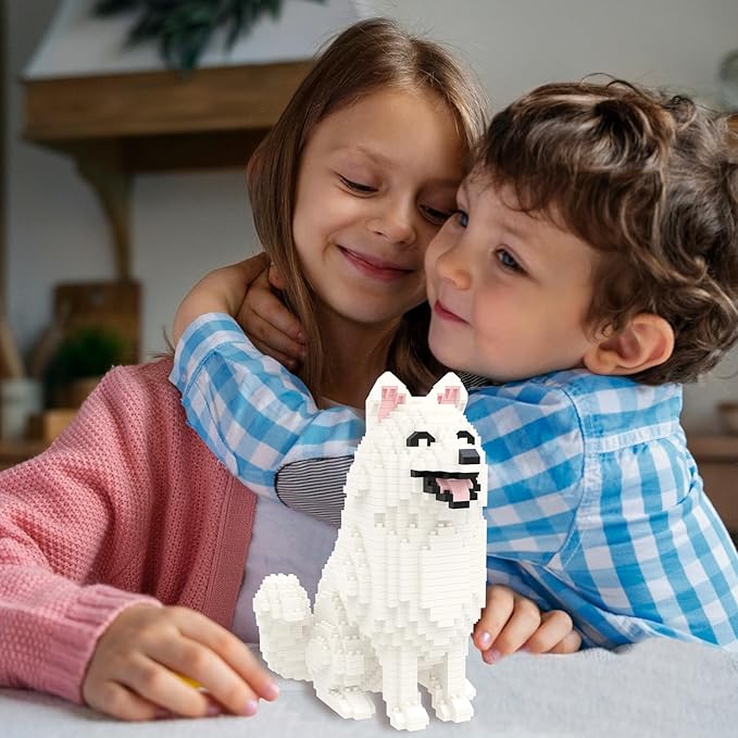 Larcele Micro Building Blocks Set DIY Mini Building Toy Bricks for Age Over 12 Years 991 Pieces KLJM-02 (Samoyed Dog)