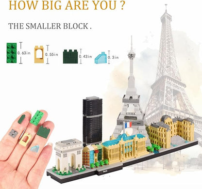 Paris Skyline Architecture Micro Building Blocks Set with Eiffel Tower and The Louvre for Adults Unique Collectible Model Present for Ages of 14+ 3680PCS