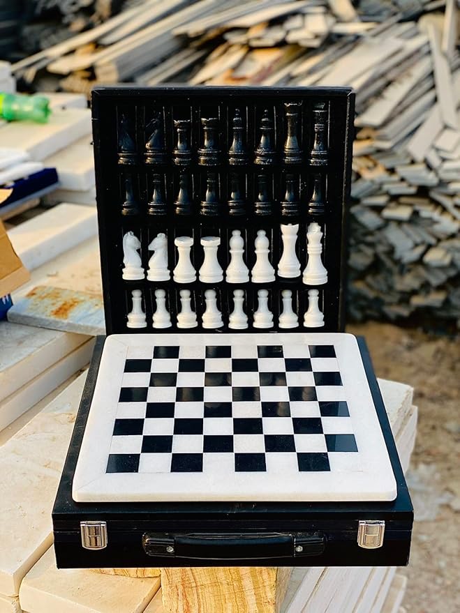 12 Inch Marble Chess Set Handmade Onyx Full Chess Game Set.Comes in Rexine Box Packaging. Perfect for Gifting (White Black)