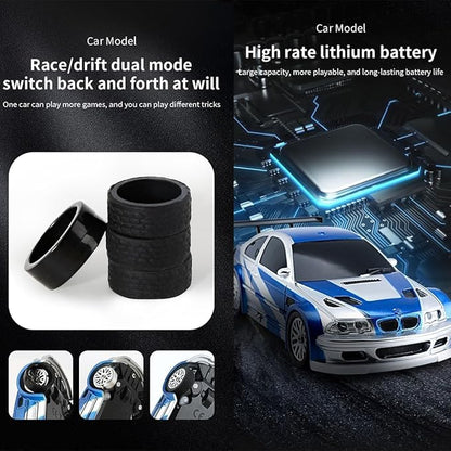 1/43 Mini RC Drift Car 2.4GHz RTR Full Proportional Remote Control Cars 4WD High Speed Racing Lights Kit and Racing Tires (4304)