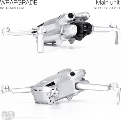 WRAPGRADE Skin Stickers Compatible with DJI Mini 4 Pro | Full Wrap (Airforce Silver)