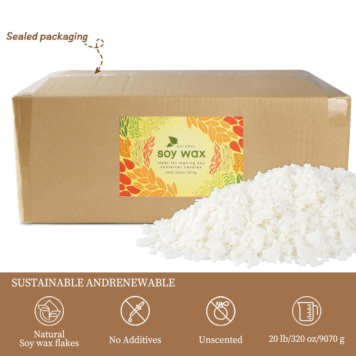 Pure Soy Wax for Making Candle - Pure Nature DIY Soy Wax Flakes -20 Pound Bag…