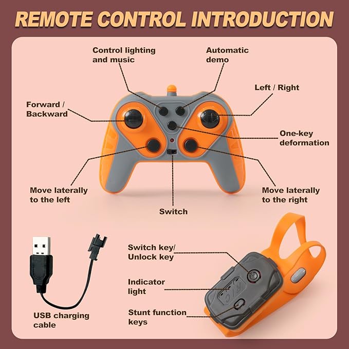 Gesture Sensing Remote Control Stunt Car for Kids Ages 6 7 8-12 - Best Birthday Gifts for 6 7 8 9 10 11 12 13+ Year Old Boys 2.4Ghz 4WD Off-Road Vehicle with Lights &amp Music