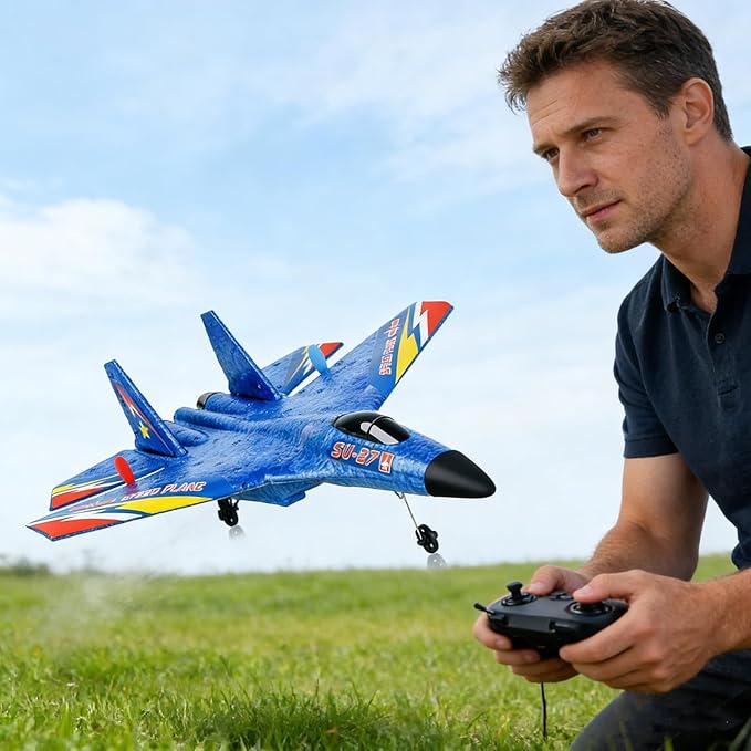 RC Fighter Jet SU-27 RC Fighter JetRemote Control Airplane for Adults &amp Beginners Durable Lightweight Foam RC Plane with Stable Flight for Outdoor Hobby Flying