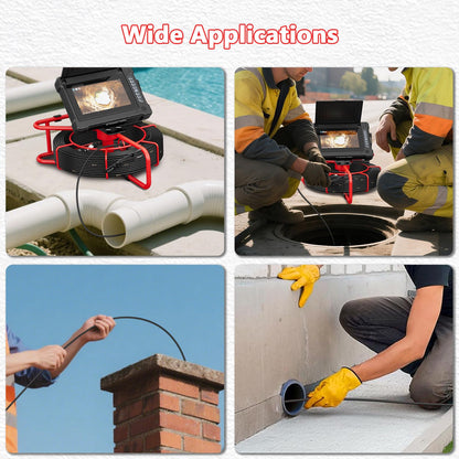 Sewer Camera 100ft/30M 7" Rainproof IPS Screen Pipe Drain Inspection Camera DVR Recorder with Meter Marker 23MM 1080P Industrial Borescope 32G Card for Drain Pipe Plumbing