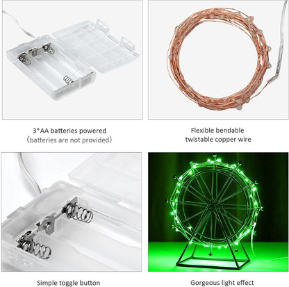 Ariceleo Mini St. Patrick's Day Fairy Lights - Battery Operated 4 Pack | 16ft Copper Wire LED String Lights