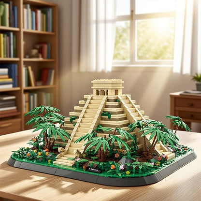 El Castillo Pyramid Building Blocks Sets Mexico Architecture Building Block Toys for Adults and Kids Mayan Pyramid Model Gift for Boys and Girls 1346+PCS