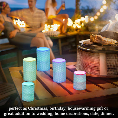 Eionryn Mermaid Scale Flameless Candles Dragon Fish Skin Texture Battery Operated LED Candles with Remote Timer Electric Candles for Party Home Decor 2pcs