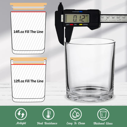 SUPMIND 12 Pack 14 fl.oz Glass Candle Jars - Clear Empty Glass Vassels with Bamboo Lids, Bulk Candle Containers Jars for Making Candles 12 14 fl.oz