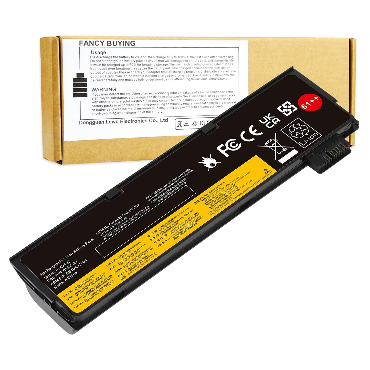 72Wh 61++ 01AV427 01AV425 Battery for Lenovo ThinkPad T480 T470 P51S P52S T570 T580 A485 A475 TP25 Series SB10K97584 SB10K97585 01AV490 01AV492 X50M08812 4X50M08812 01AV422 01AV423 01AV428
