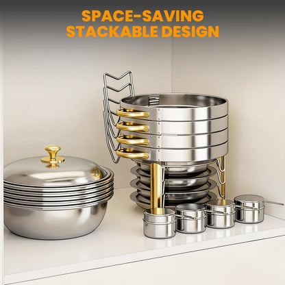 POWERFUEL Chafing Dishes for Buffet, 4 Pack 6QT Round Stainless Steel Chafers Sets with 4 Serving Tongs, Rolled-Edge Food Warmers for Parties, Catering, Weddings, Events Dinners