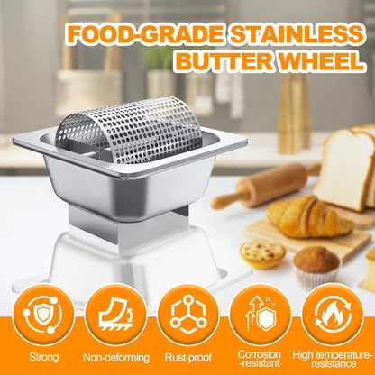 304 Stainless Steel Butter Spreader Wheel, Spreads Butter Evenly for Breakfast/Camping/Picnics, Hold 3 Sticks of Butters of Butter Roller Saver