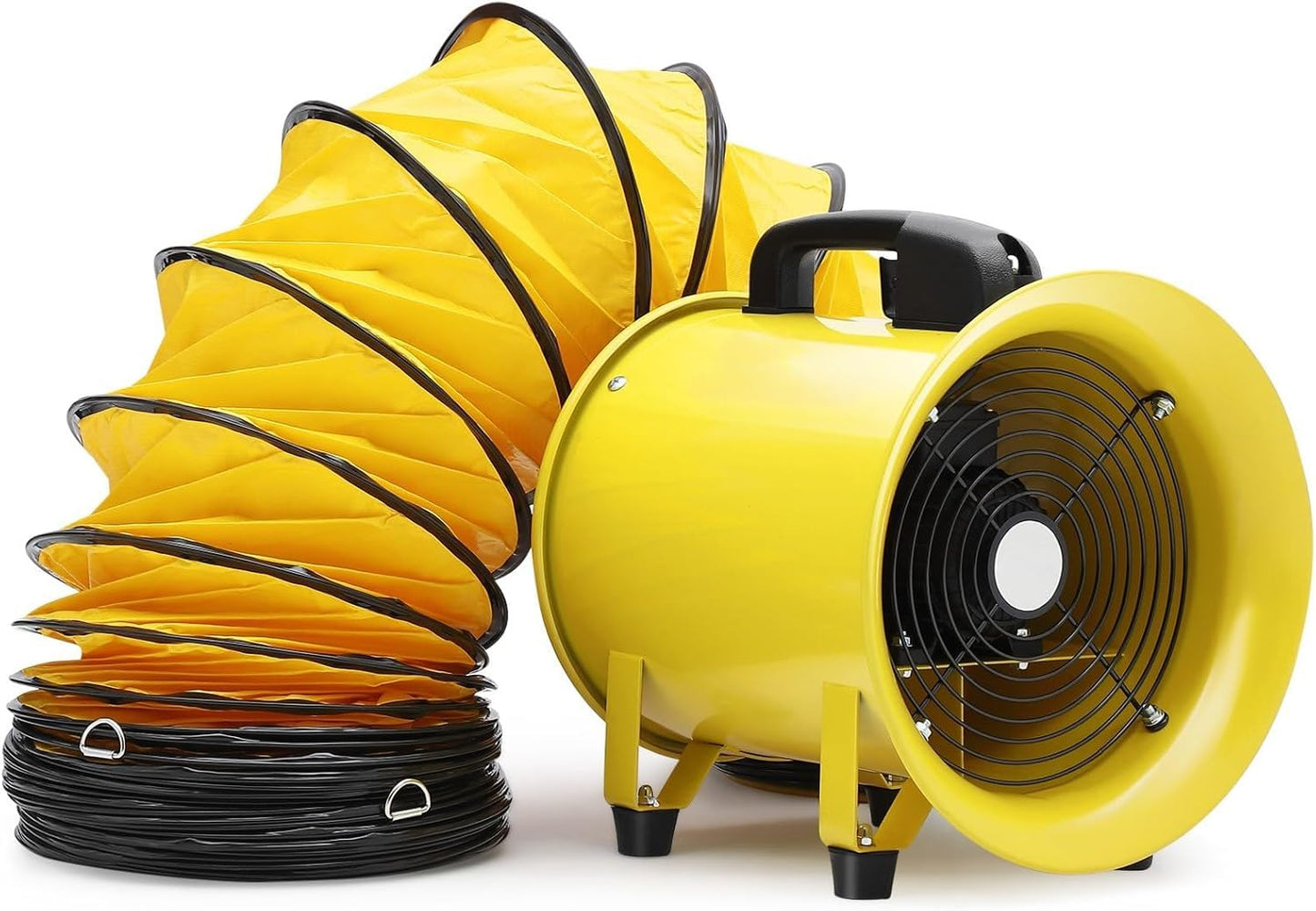 GAOMON Portable Utility Blower Fan, 10 Inch 3300 RPM Heavy Duty Cylinder Axial Exhaust Fan with 33 FT Duct Hose, Industrial Air Blower Ventilator for Ventilating Workshops, Confined Space