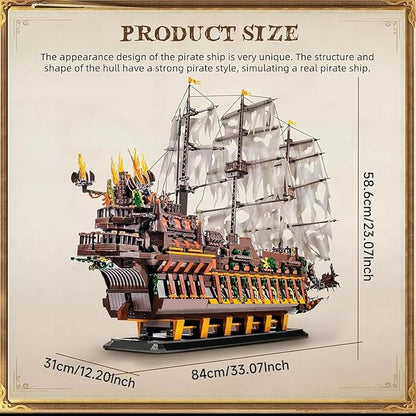 Mould King Large Pirates Ship Model Building Blocks Kits MOC Dutchman Building Block Pirate Ship Construction Set to Build Toys Gift for Age 14+/Adult Collections Enthusiasts (4364+Pieces)