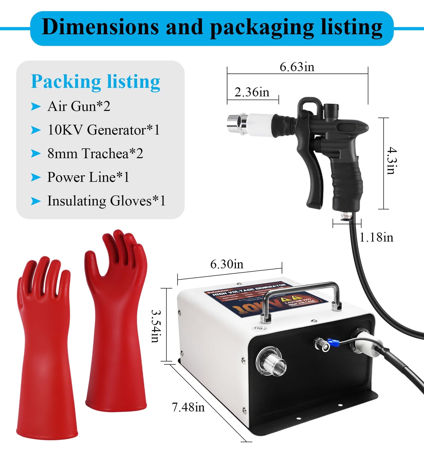 Saladulce Ionizing Air Gun 10KV Anti Static Gun for Painting Acrylic Electrostatic Elimination (with 2 air guns)