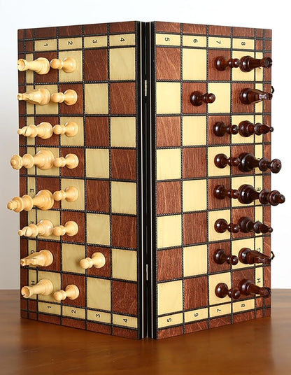 LargeDeluxe 17-Inch Wooden Chess Set - Perfect for Adults and Beginners Handcrafted Unique Folding Design Board Games