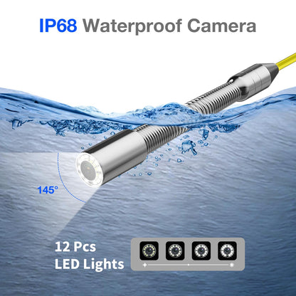 EIXAUP Sewer Camera 100 FT, 4.3" HD Screen, 23mm Industrial Endoscope with Light,32GB Card, Portable Drain Camera with 8500mAh Battery,Ideal for Plumbers and Homeowners(No DVR)