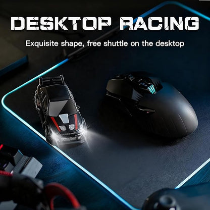1:64 Scale Mini RC Drift Car 2.4GHz 4WD Desktop RC Drift Car Handheld Racing Mini Vehicle with LED Lights Speed Switching Racing Sport Toy for Adults Teens (Black)