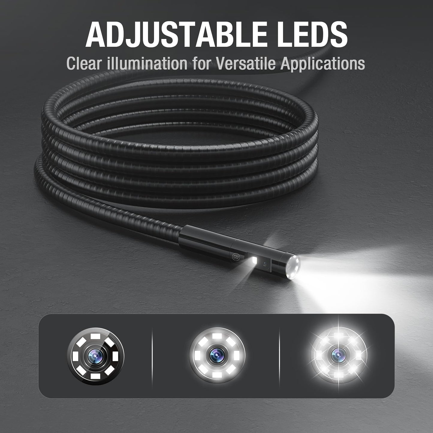 Triple Lens Borescope Inspection Camera, Teslong Professional Endoscope with Light, Digital Video Scope Camera, 5" IPS Screen, Waterproof Flexible Cable for Automotive/Home/Wall/Pipe/Car (16.5FT)