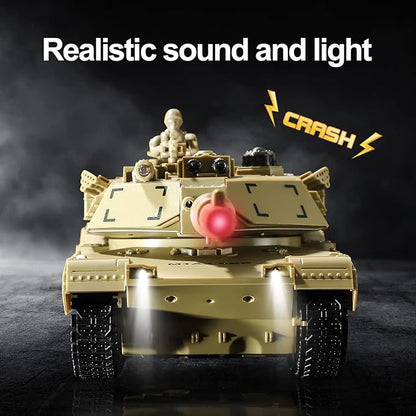 RC Military Tank Toy US M1A2 Abrams Remote Control Army Tank with IR Battle 2.4Ghz RC Military Vehicles for Boys Kids 6+ and Adults