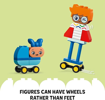 LEGO DUPLO Town Buildable People with Big Emotions Interactive Toy for Ages 3 and Up 5 Characters with 10 Role-Play Faces 71 Colorful Bricks for Mix-and-Match Customizable Fun 10423