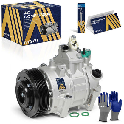 AISIN AFTERMARKET ACCT-00714 Air Conditioner AC Compressor - Compatible with Toyota RAV4 2009-2012 2.5L, Camry 2012-2017 2.5L, Sienna 2011-2013 2.7L - with 6-Pulley Groove, with Clutch