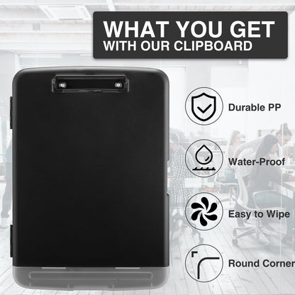 Sooez Clipboards with Storage, High Capacity Clip Boards 8.5x11 with Pen Holder, Heavy Duty Plastic Paper Organization Folder Cases, Letter / A4 Size for Nurse Teachers, School & Office Supplies