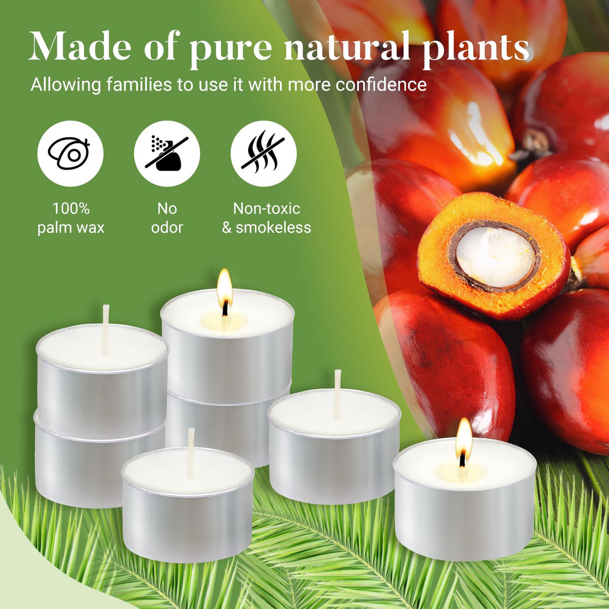 Unscented Tea Lights Candles 200 Pack,6 Hours Long Burning White Tea Candles Bulk,Non-Paraffin, Clean Burn, Smokeless, Palm Tealight Candles for Wedding,Centerpiece,Christmas Lights,Home Decor