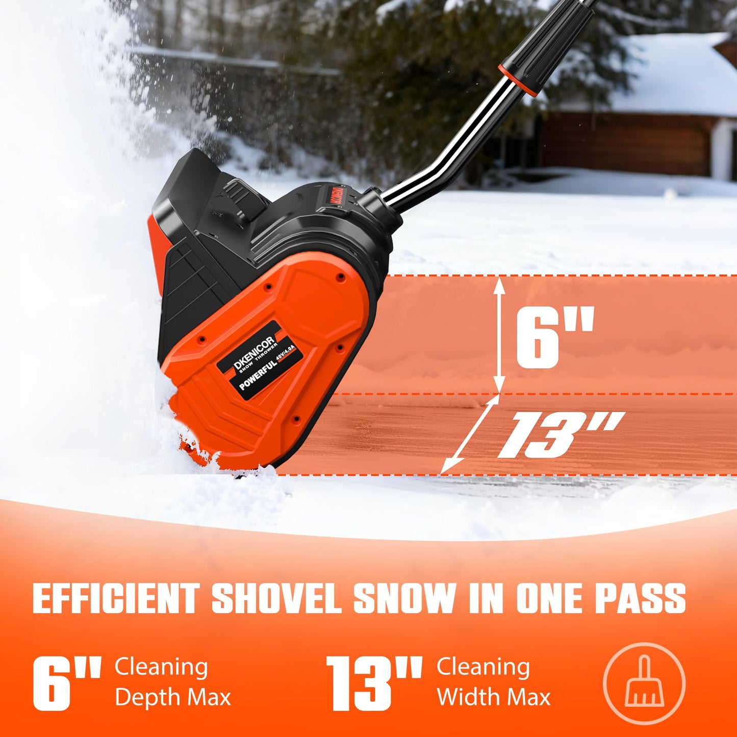 40V Cordless Snow Shovel, 13-Inch | 2 x 40V 4.0A Battery Powered Snow Blower, Powerful Brushless Electric Snow Shovels with Quick Charger & Directional Plate for Pathway, Patio, Deck, Driveway