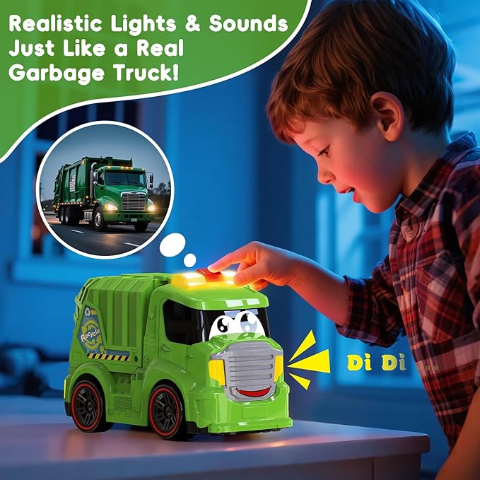 Remote Control Garbage Truck Toys for Toddlers 1-3 with Lights &amp Sounds RC Recycling Vehicle for Kids 3-8 Durable Waste Management Trash Truck for Boys &amp Girls