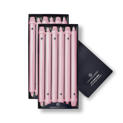 Colonial Candle Unscented Taper Candle, Classic Collection, Persian Pink, 12 in, Pack of 12 - Up to 10 Hours Burn