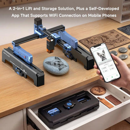 Artilume T1-P Laser Engraver 7000mW, APP Control, Foldable Design with Height Extension and Protective Enclosure, Portable Laser Cutter and Engraver Machine, 200x150mm Large Engraving Area