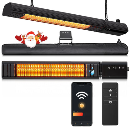 Ceiling Electric Outdoor Heater Wifi Control Wall-Mounted Hanging Patio 1500W Infrared 9 Heat Levels, 24H Timers, Carbon Fiber Tube Heating Wall Heater for Gazebo, Balcony