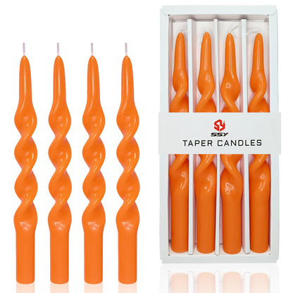 4 Pack Orange Taper Candle 10 inch Twisted Candles Unscented for Christmas Halloween Dinner Wedding Home Decor, Relaxation & All Occasions