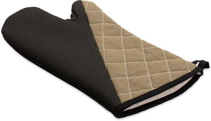 Carlisle FoodService Products 810CM15 San Jamar Textured Neoprene Bestgrip Conventional Temperature Protection Oven Mitt with Magnet and WebGuard, 15" Length, Tan/Brown