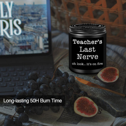 Homsolver Teacher Appreciation Gifts for Women Men, Christmas Birthday Valentines Retirement Thanksgiving Teachers' Day Graduation Season, Teacher’s Last Nerve Scented Candles