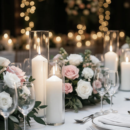 HTTBEIZI Pillar Candles Bulk Set - Unscented, Smokeless, Dripless | 3 Sizes: 2x3, 2x4, 2x6 Inches | Ideal for Weddings, Christmas & Home Decor (18, White)