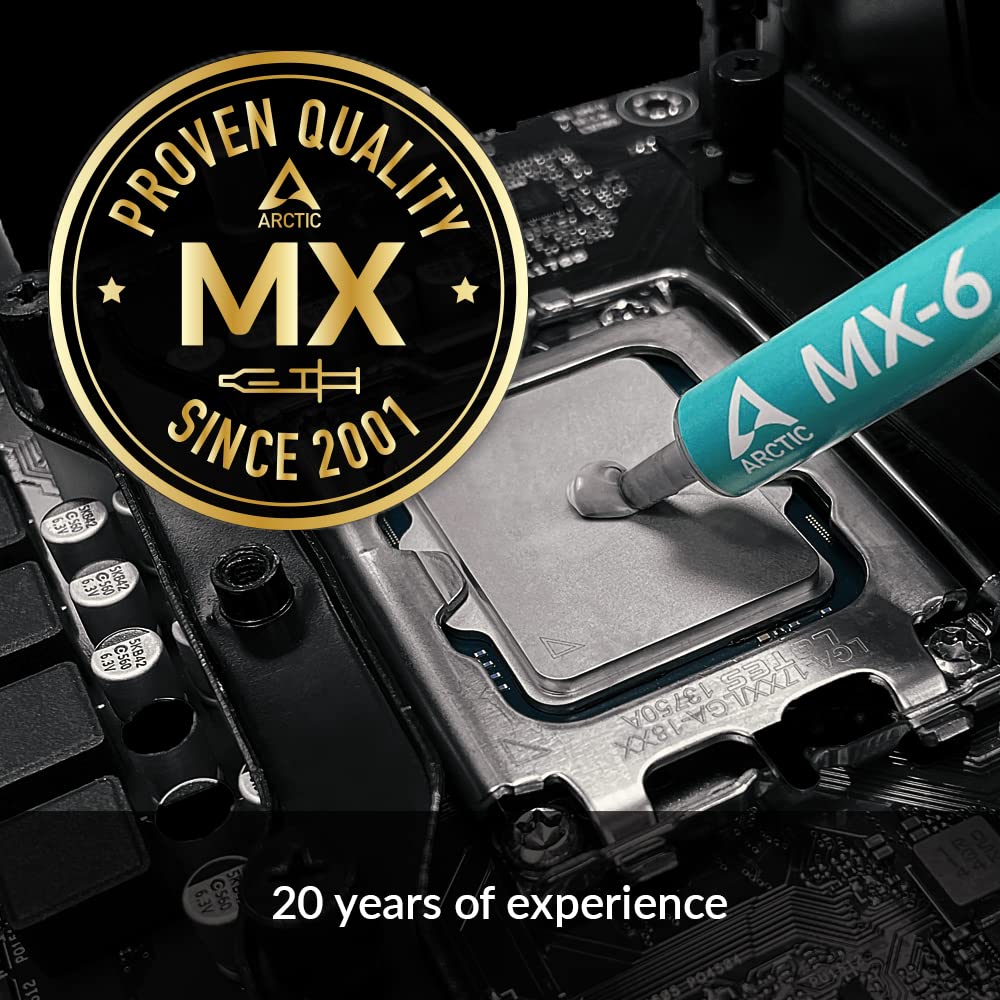 ARCTIC MX-6 (4 g) - Ultimate Performance Thermal Paste for CPU, Consoles, Graphics Cards, laptops, Very high Thermal Conductivity, Long Durability, Non-Conductive