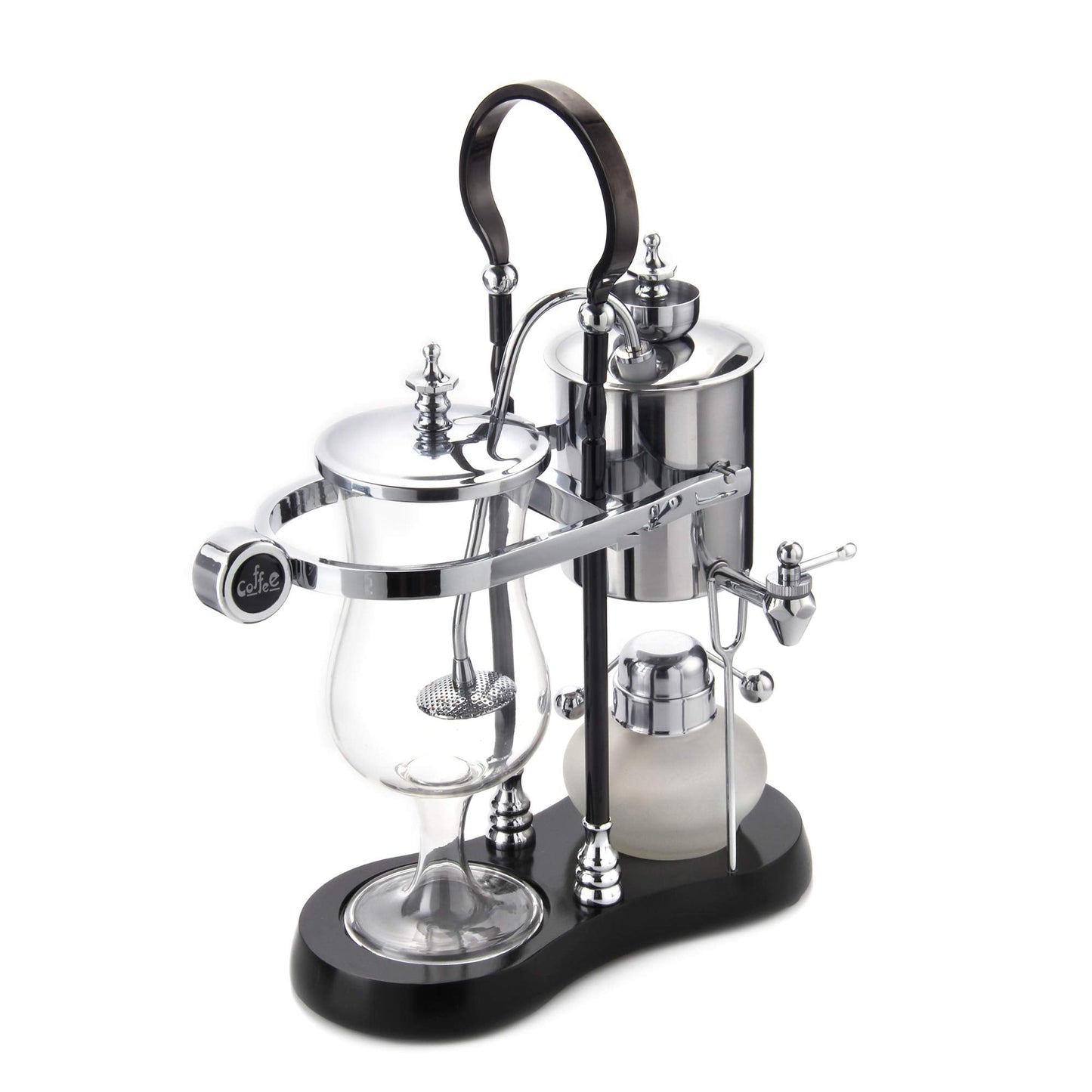 Diguo Belgian/Belgium Luxury Royal Family Balance Syphon Coffee Maker/Siphon Coffee Brewer (Silver - Black Column with Round Handle)