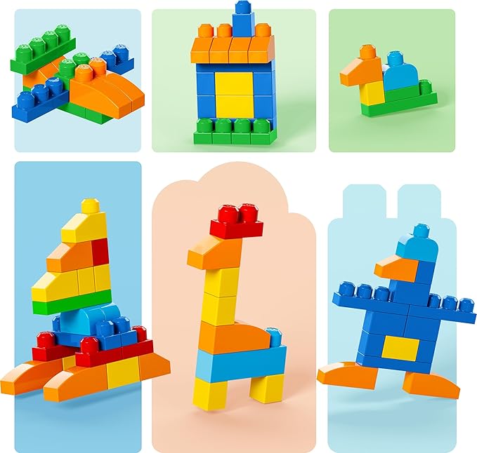 MEGA BLOKS First Builders Toddler Blocks Toys Set Deluxe Building Bag with 150 Pieces and Storage Creative Open-Ended Play Blue Ages 1+ Years (Amazon Exclusive)