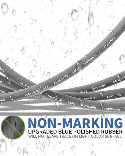 KARHDIR Pressure Washer Hose 125FT 3/8" for Cold and Hot Water 212°F, with Swivel Quick Connect, 4500PSI Kink Resistant Grade Steel Wire Braided, Power Washer Hose With 2pcs M22-14mm Adapter