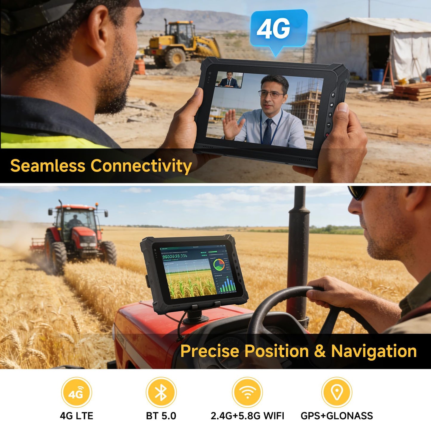 Arrvel Rugged Tablet with Barcode Scanner I87J, 8 inch Windows 11 Pro w/Honeywell N4680 Scan Engine, 1D/2D QR Inventory Scanner, 8GB+128GB Industrial Tablet for ERP WMS, Warehouse, Retail, IP65