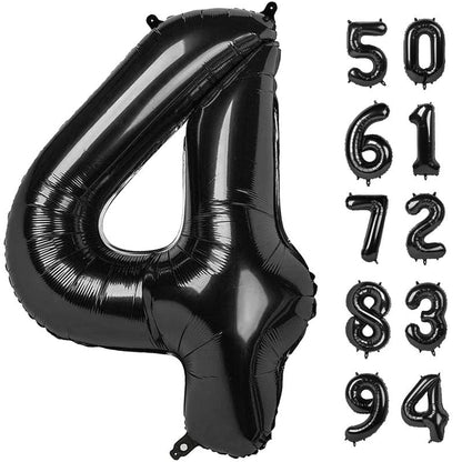 4 Balloon, Black Number Balloon 40 Inch, 4th Gold and Black Party Decorations, Four Large Numbers for Party Decor, Number 4 Balloon