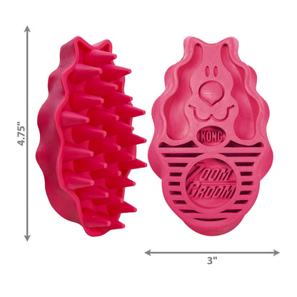 KONG - ZoomGroom - Dog Brush for Grooming and Shampooing - Red Brush for Large Dogs