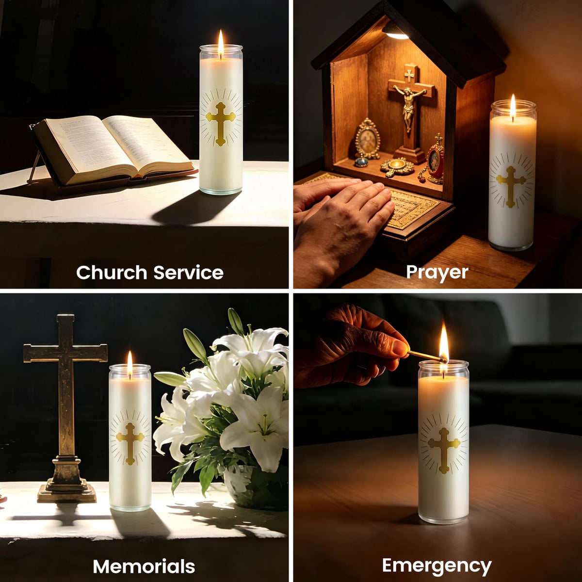 ARQRHTLY 10 Pcs Natural Soy Wax Prayer Candles 7 Day Devotional Candle in Glass 100 Hours Long Burn Time Religious Catholic Christian Spiritual Decor for Memorials Vigil Church Home Altar Bless Novena