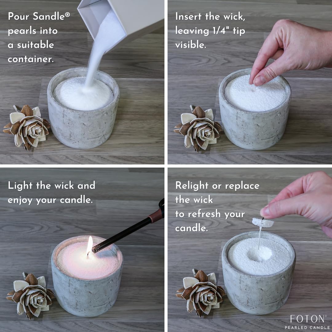 Foton Sandle Pearled Candle 10 Oz – Pink Coral Unscented, Non Toxic Luxury Long Lasting Sand Candles up to 60 Hours - Refillable Candle Sand with 15 Wicks for Candles Making