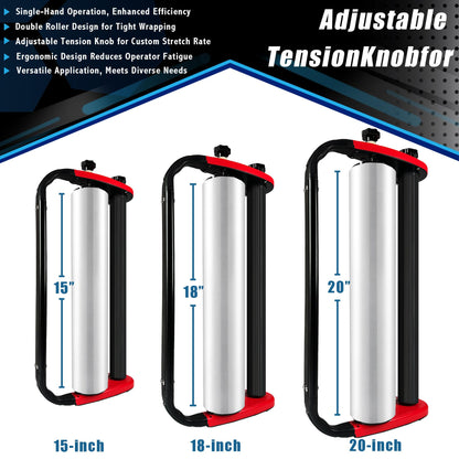 Ergonomic Stretch Film Dispenser - Reduces Operator Fatigue, Shrink wrap Handle for Warehousing, Logistics, Pallets, Commercial, and Home Use (18-in Dispenser for 18-in Stretch Film)