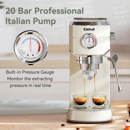 Gevi Commercial Espresso and Coffee Makers, Professional Espresso Maker Latte Machine with Milk Frother, Stainless Steel Expresso Coffee Machines for Home, Compact Cappuccino Machine, Great Gift