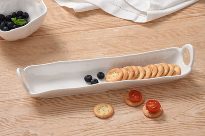 Pampa Bay Shatterproof Melamine Cracker Tray, 14.3 x 3.3 Inch, Food, Freezer, Dishwasher Safe, White
